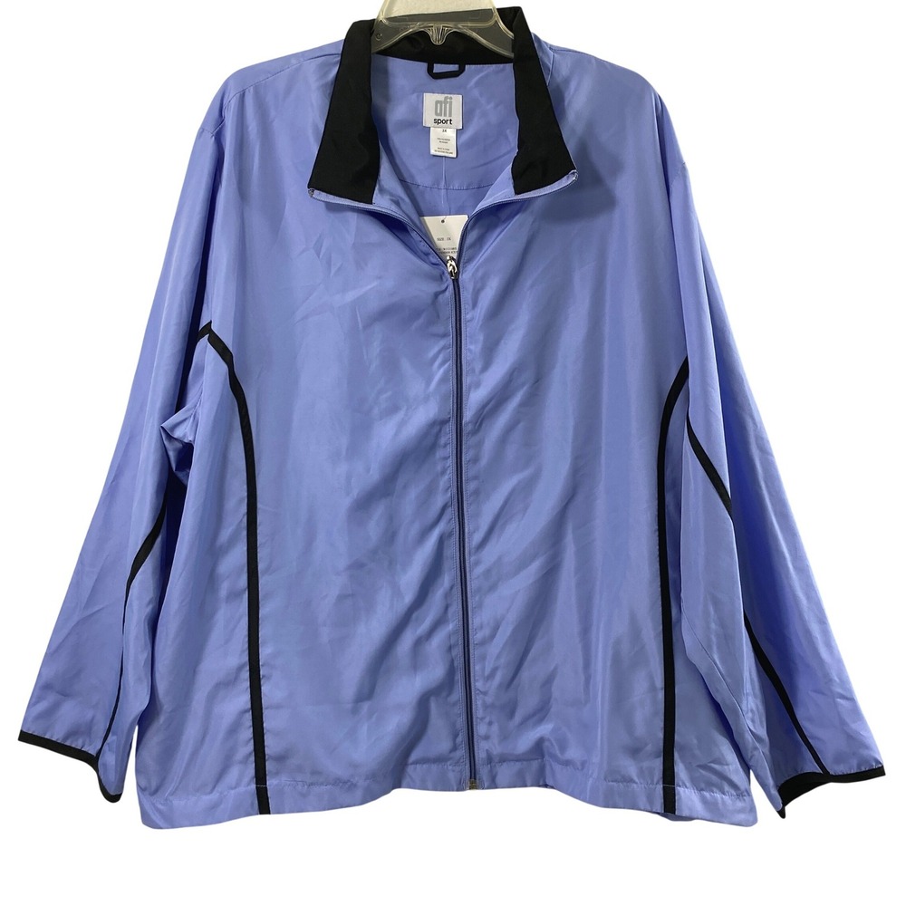 AFI Sport Jacket Womens 3X Lavender Ice Black Windbreaker LightweightNWT